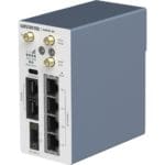 Seitliche Ansicht des Merlin-4407-T4-S2-LV CAT 4 LTE Mobilfunk Router von Westermo