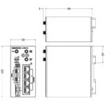 Zeichnung des Merlin-4407-T4-S2-LV-PFN kompakten 450 MHz Industrie Router von Westermo