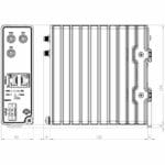 Zeichnung des kompakten Merlin-3103-T2G-QFR-G-DCi0936 LTE CAT 4 Router von Westermo